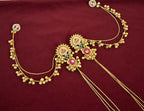 Priyanka Kashmiri Long Layer Earrings With Detachable Side Layer (Ruby & Green)