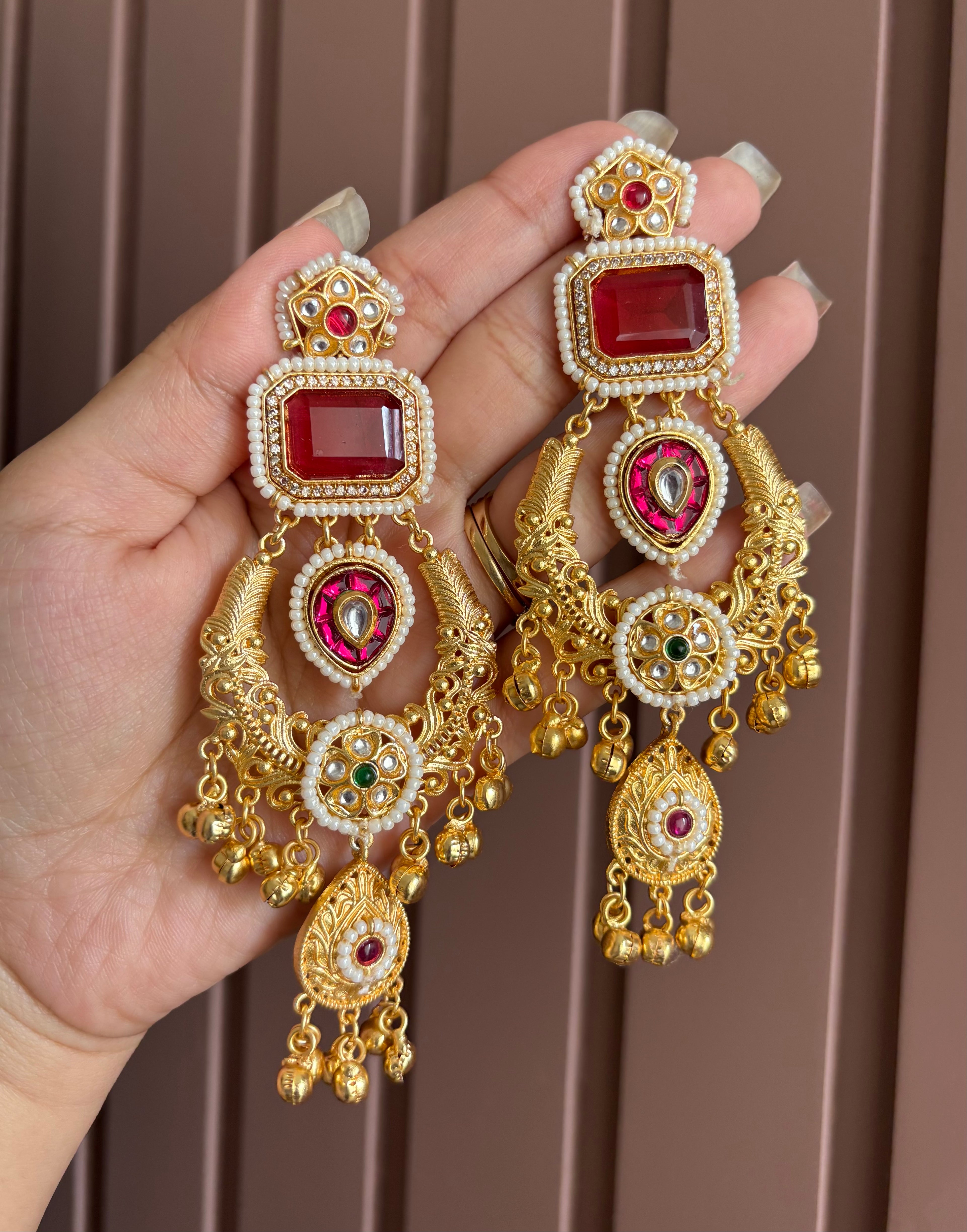 Inayat Kashmiri Earrings ( Maroon )