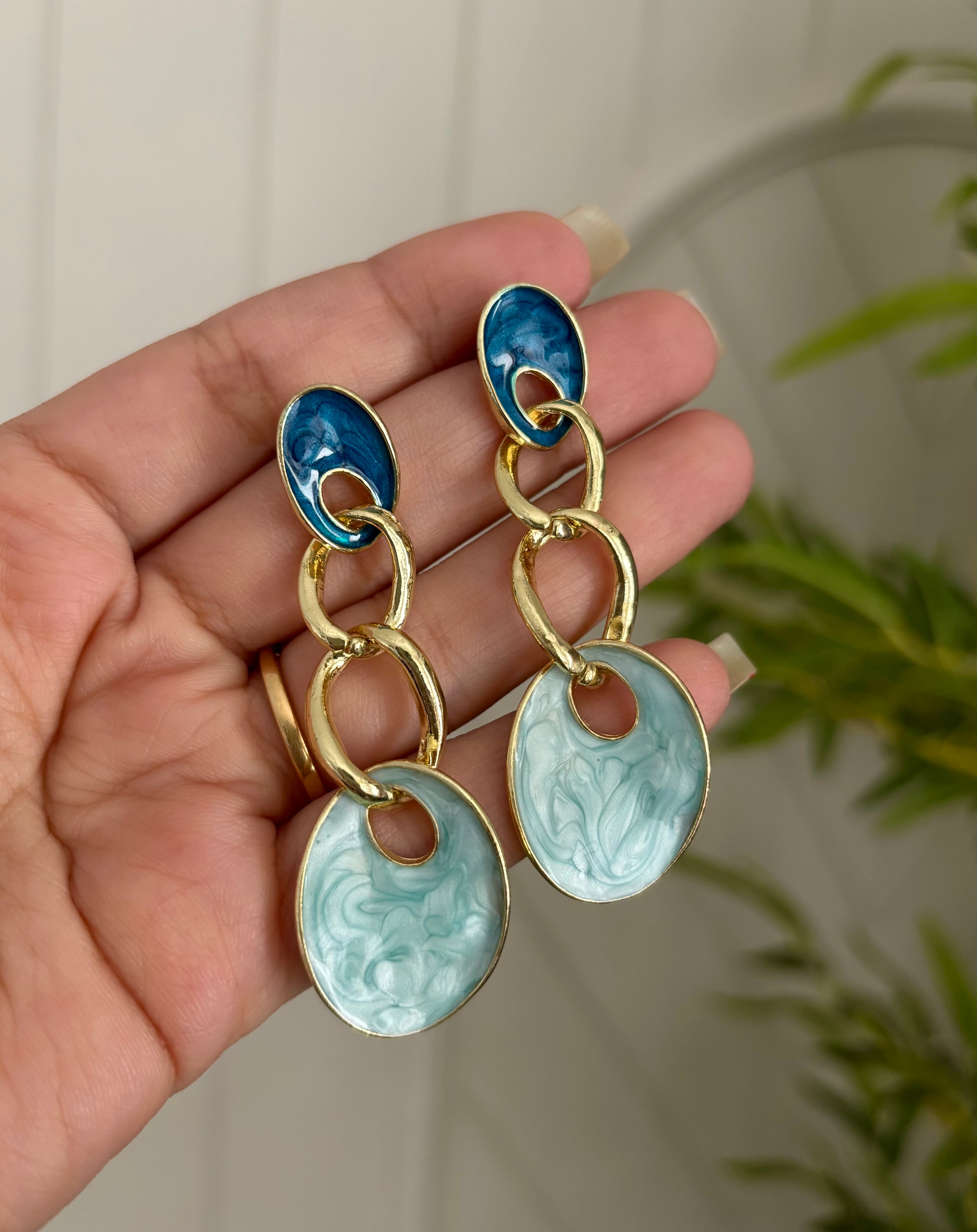 Blue Long Rings Earrings