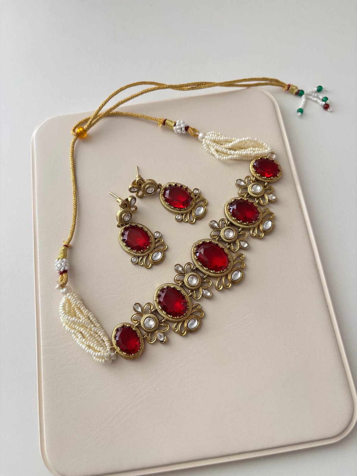 Sabyasachi Dupe Choker Set With Earrings (Maroon)