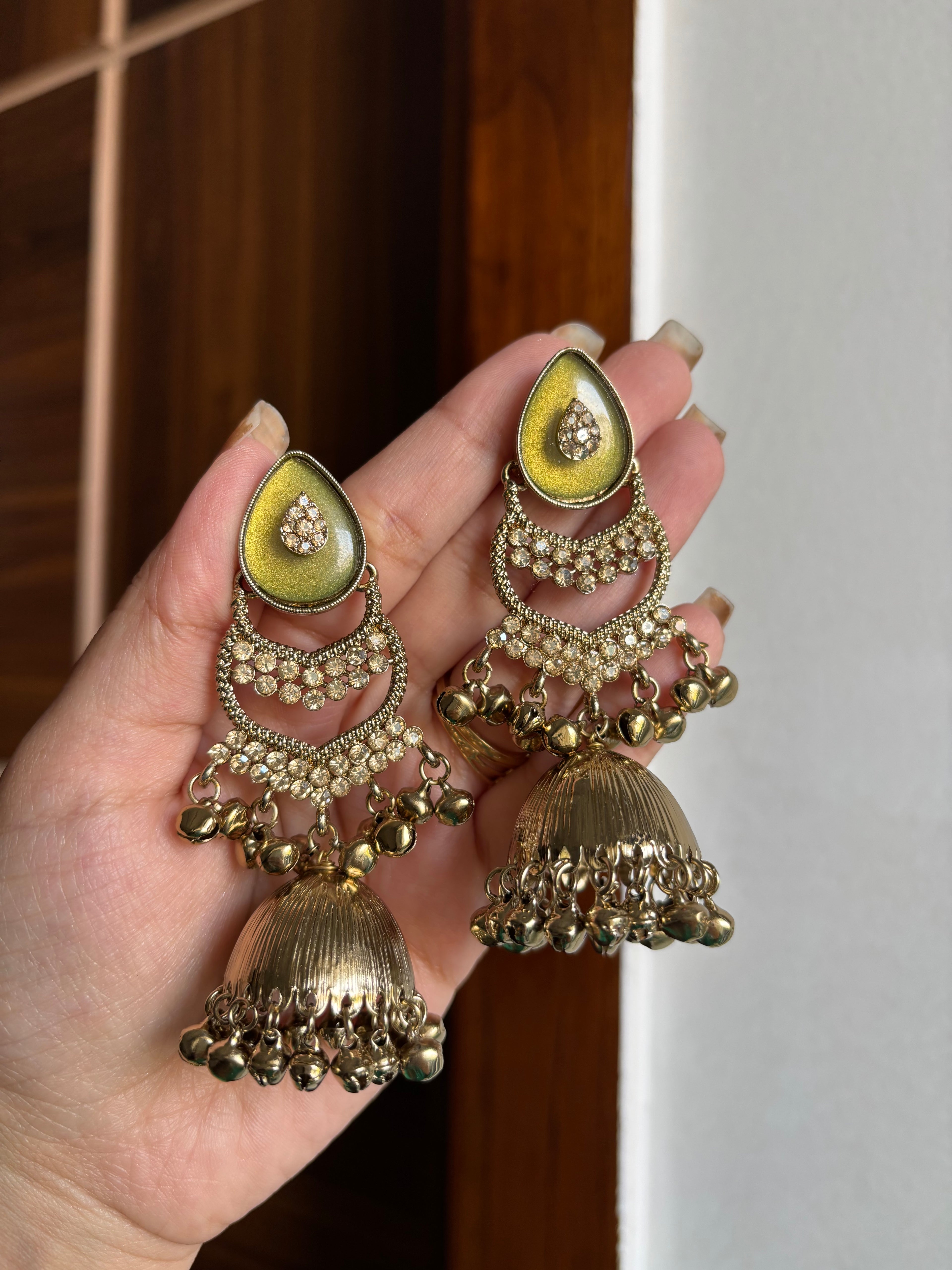 Olive Almond Kashmiri Earrings