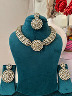 Royal Kundan Hasli Look Necklace With Mang Tikka & Earrings