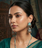 Silver & Golden Double Tone Touch Tri Jhumkas