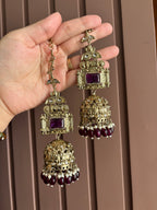 Champa Heavy Look Jhumkas With Sahara (Purple)