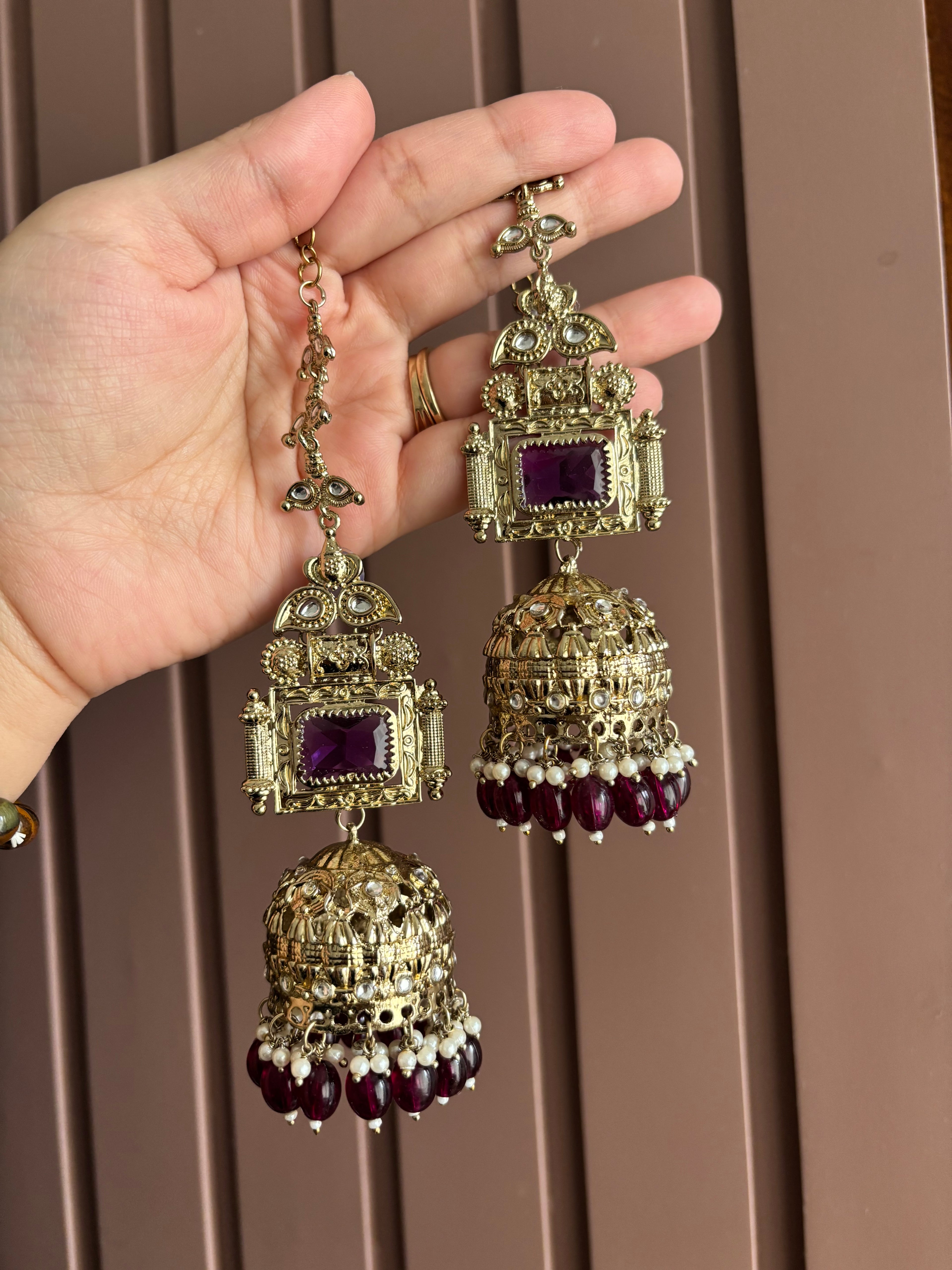 Champa Heavy Look Jhumkas With Sahara (Purple)