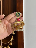 Lily Brass Jhumkas With Side Layer
