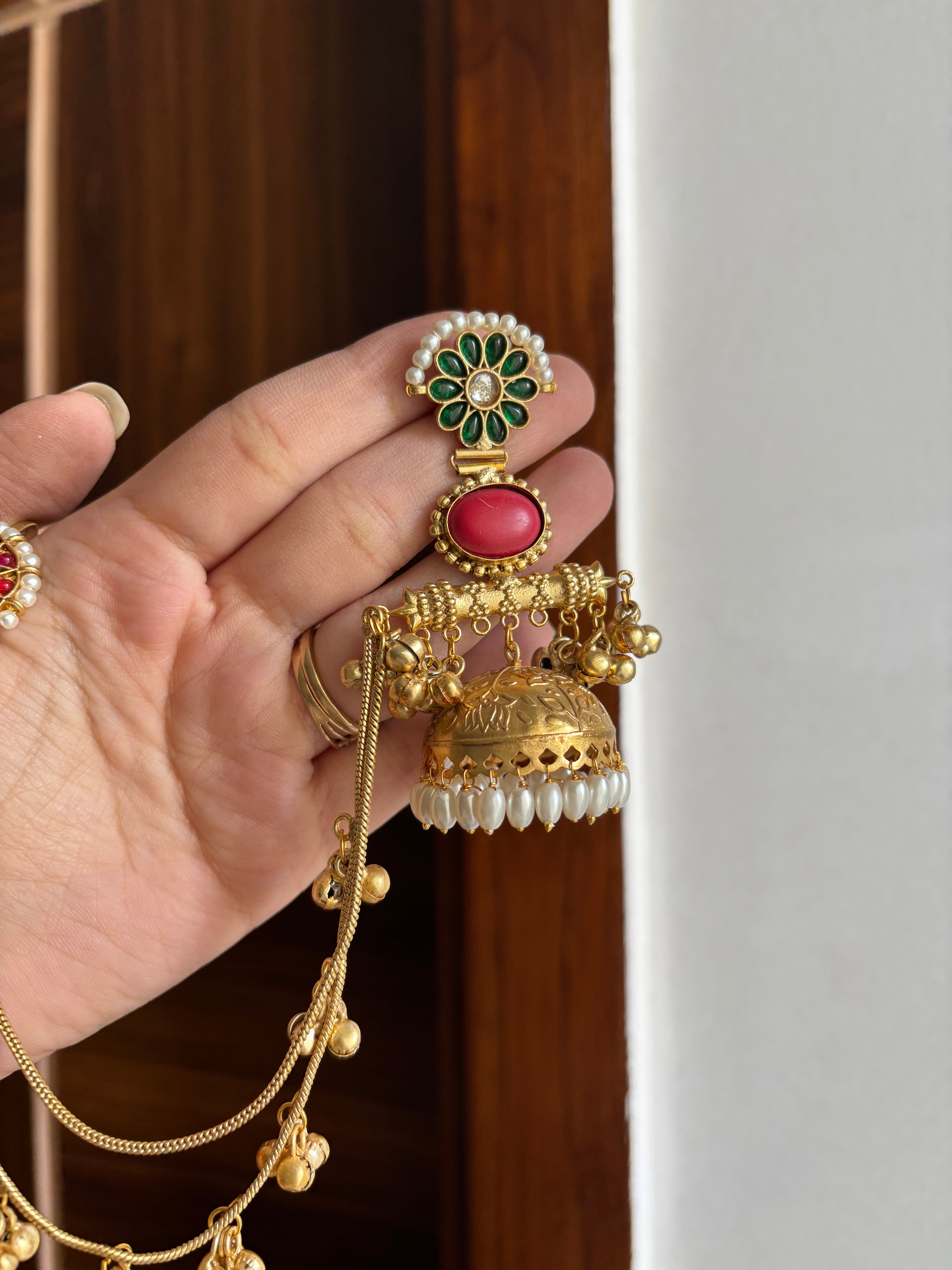Lily Brass Jhumkas With Side Layer