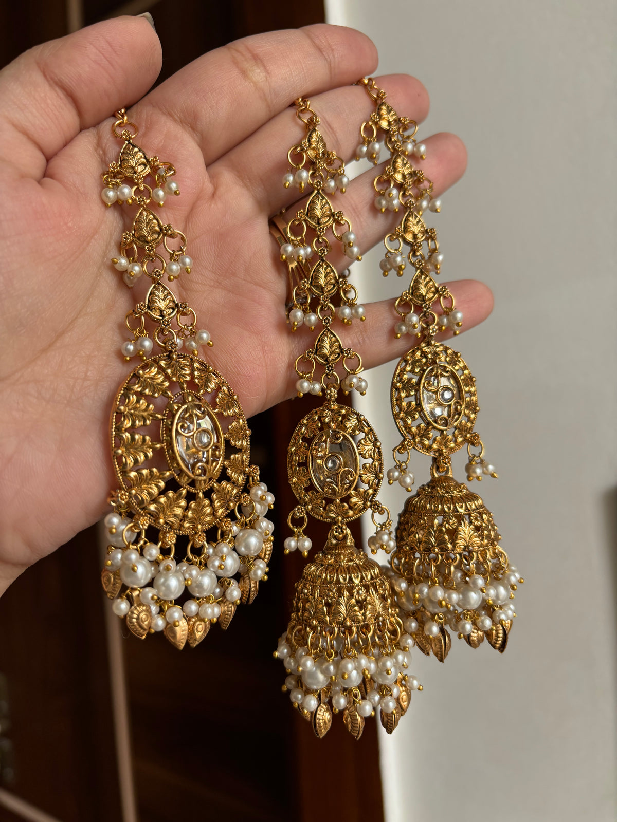 Sonal Punjabi Style Mang Tikka & Jhumkas With Sahara (Golden)