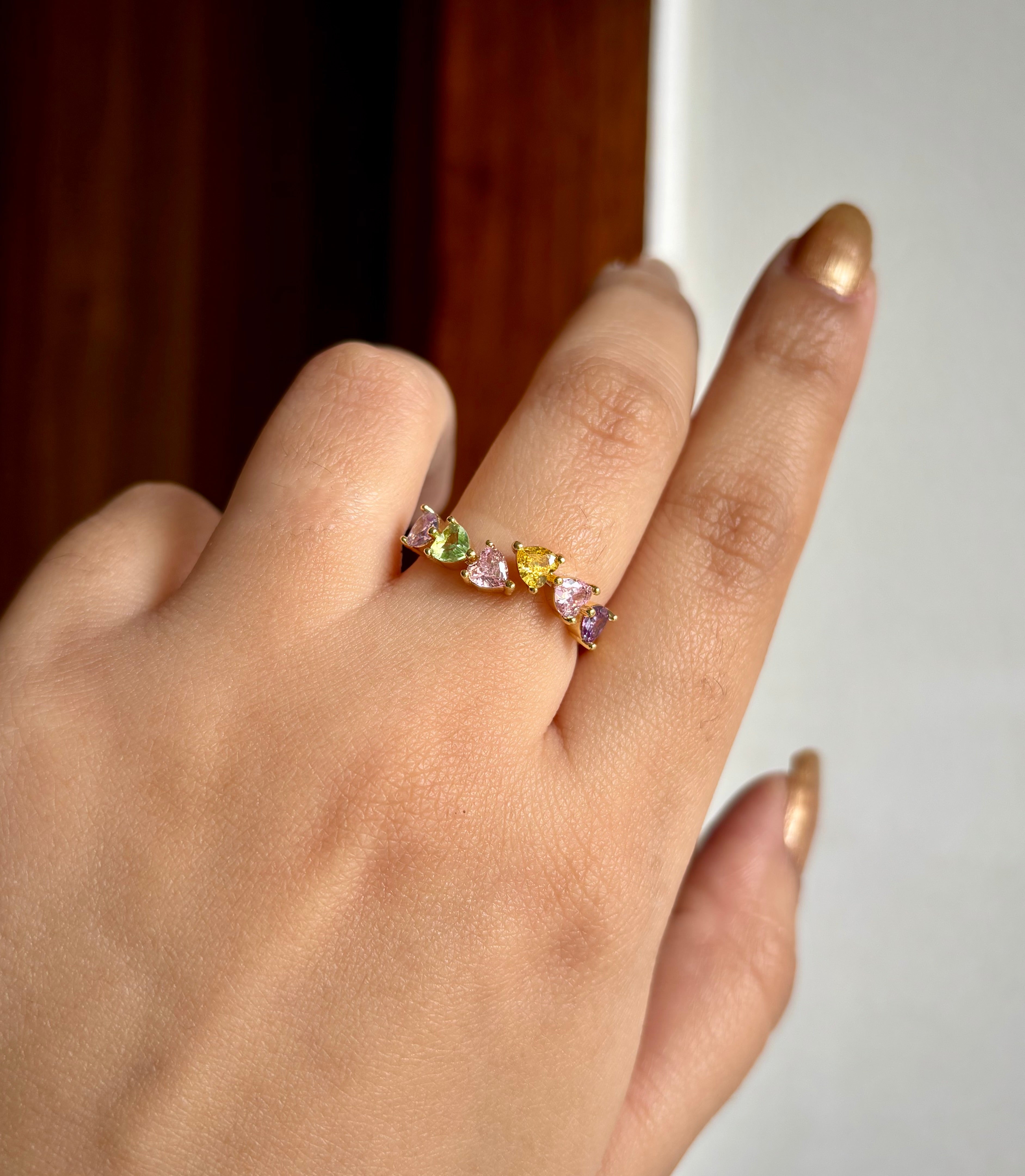 Multi Crystal Hearts Shape Adjustable Band