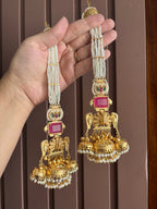 Shazia Premium Kashmiri Earrings With Pearls Touch Sahara (Dark Pink)