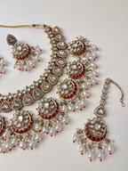 Premium Heavy Look Premium Necklace With Mang Tikka & Earrings (Maroon)