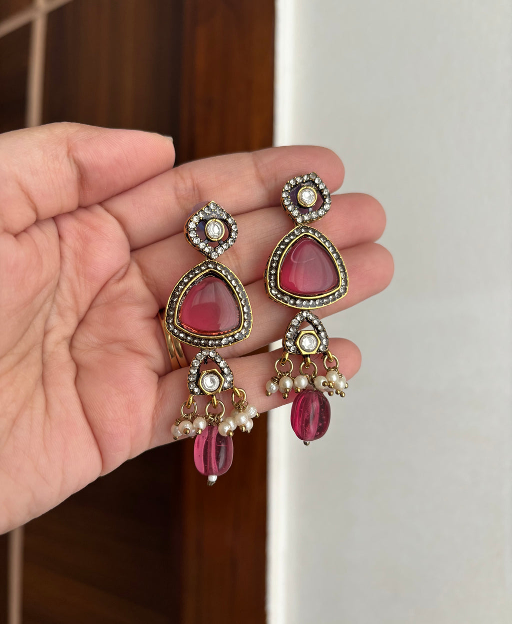 Shishuka Moissanite Necklace With Earrings (Ruby)