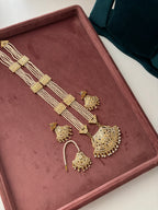 Punjabi Style Long Jadau Haar With Mang Tikka & Earrings Design-1