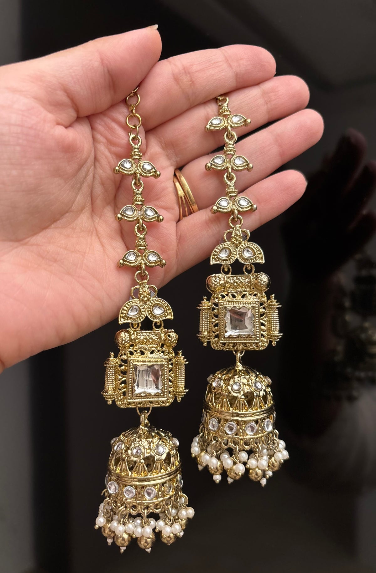 Golden Jhumkas With Sahara