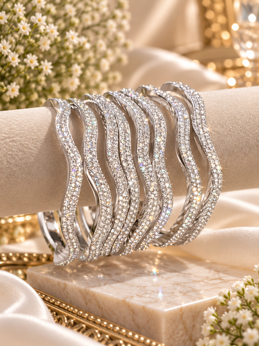 Silver Bling Bangles Set
