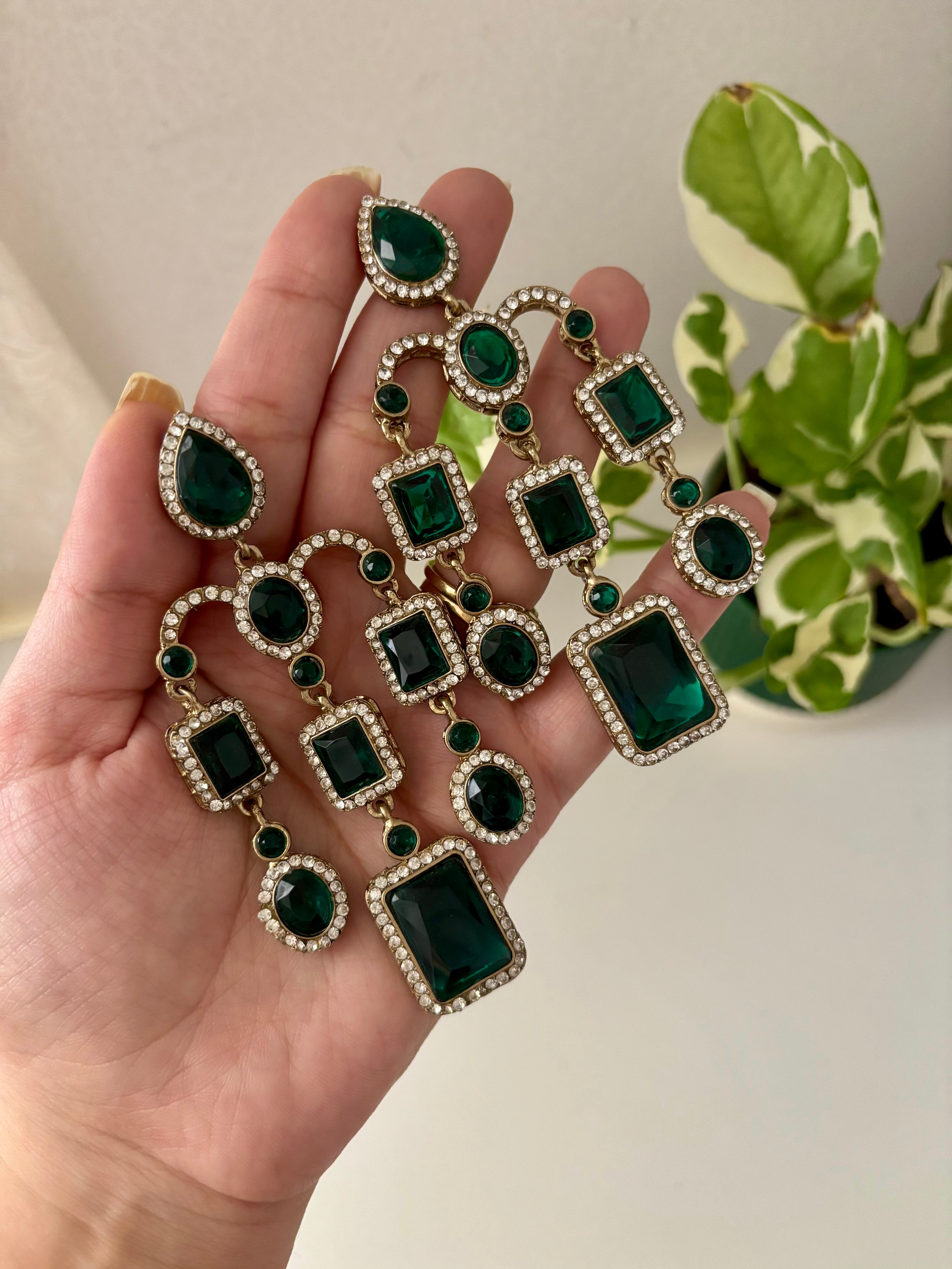 Designer Statement Emerald Earrings