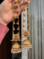 Heer Ruby Kashmiri Long Jhumkas