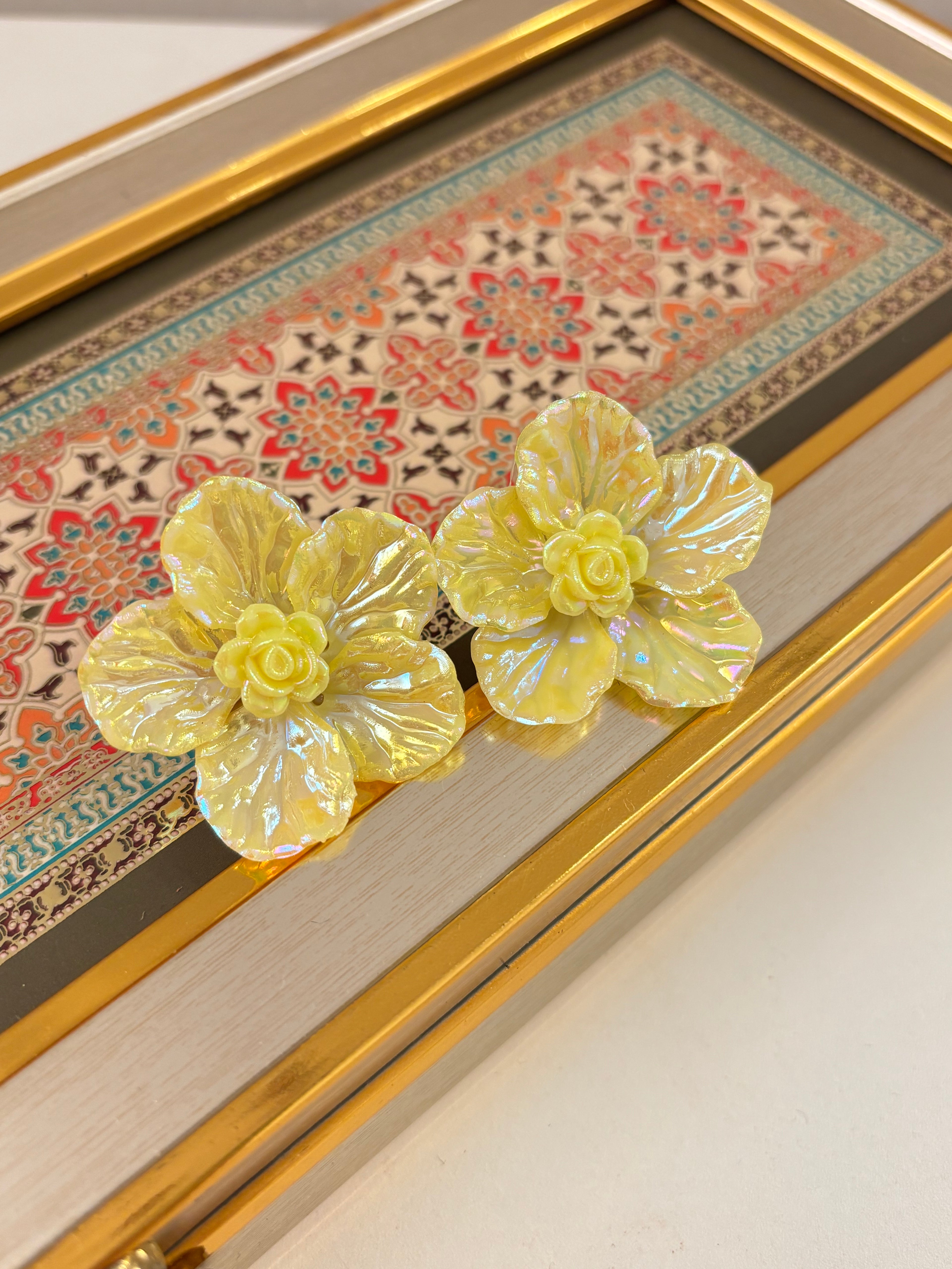 Yellow Rose Petal Earrings
