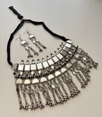 High Quality Full Mirror Work Choker With Layers Touch & Earrings
