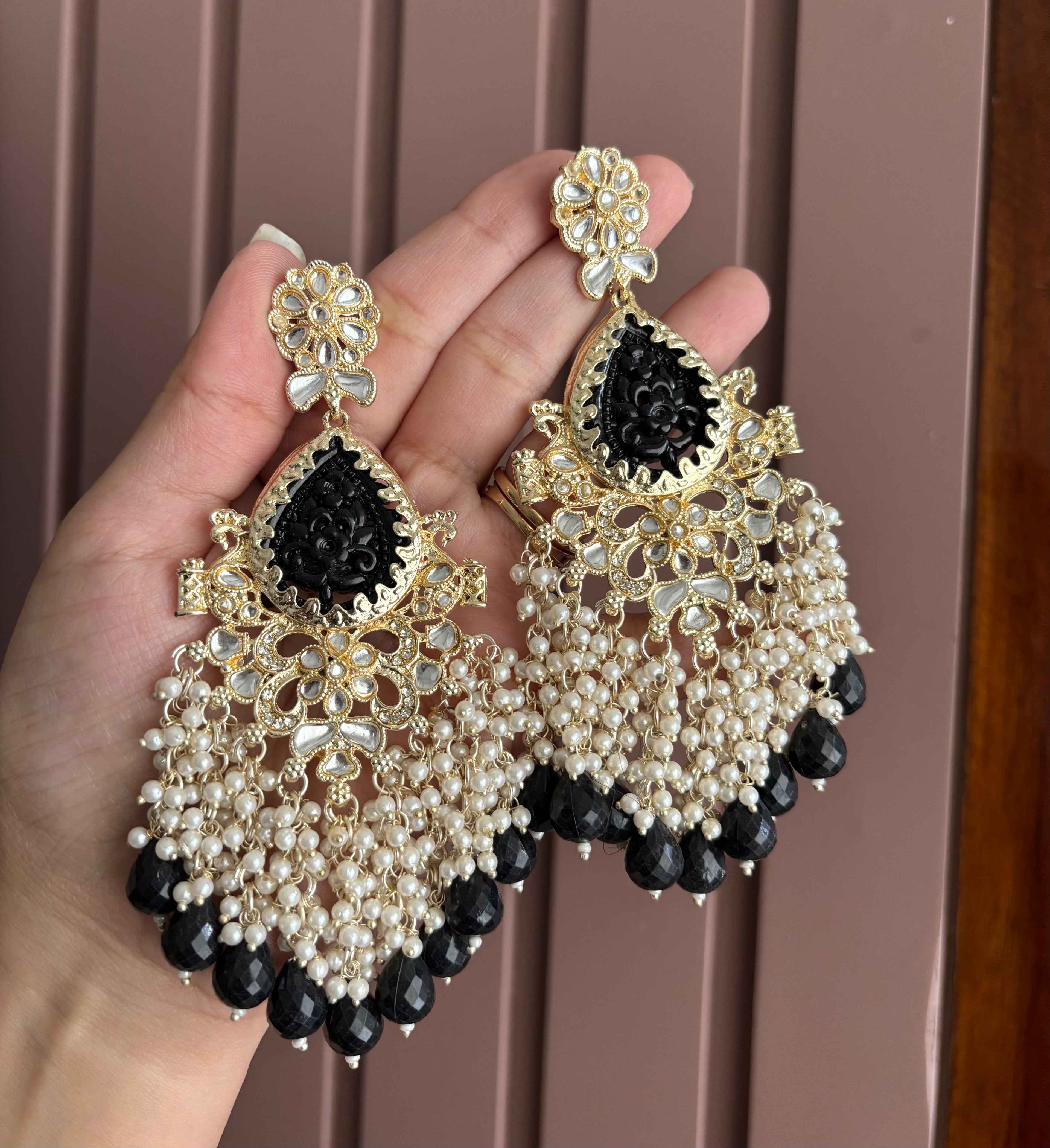 High Quality Designer Long Earrings (Black)