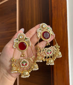 Laila Kashmiri Chandbali Earrings (Maroon)