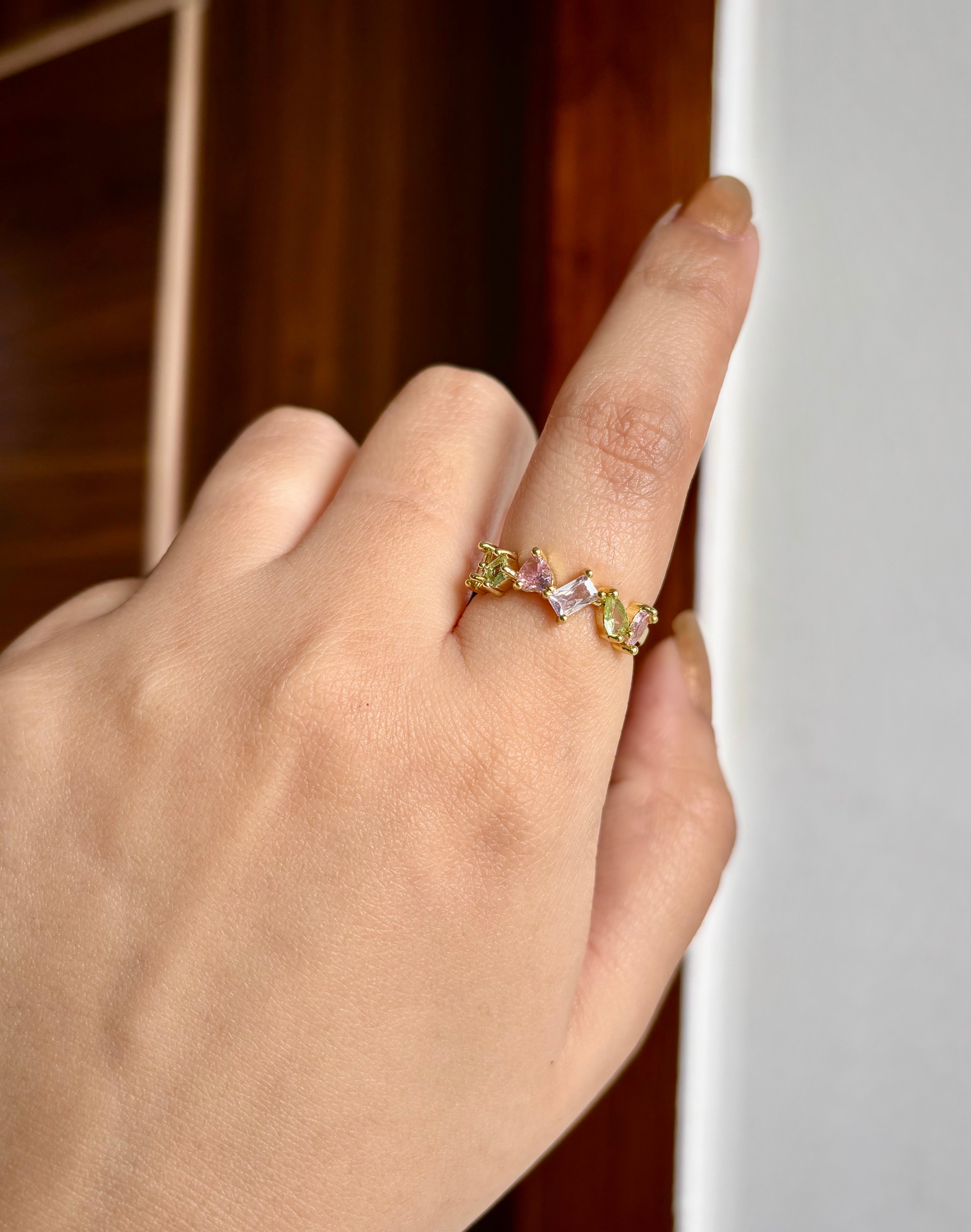 Multi Crystal Adjustable Band In Golden Touch