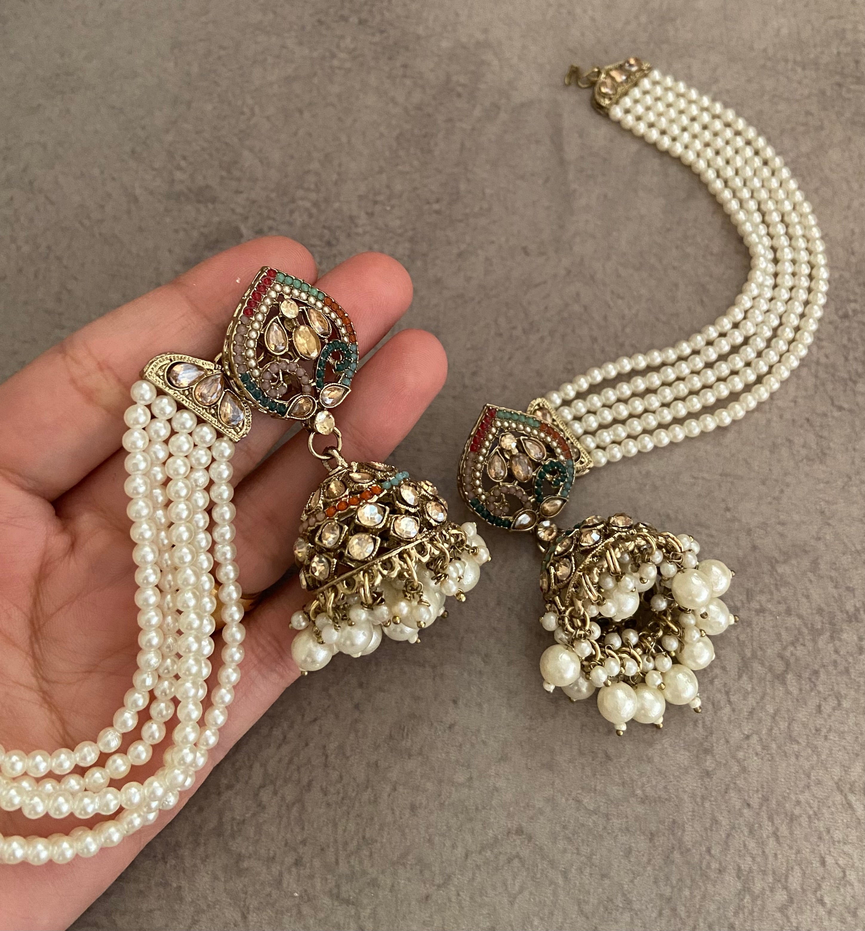 Multi Tilak Jhumkas With Detachable Earchain