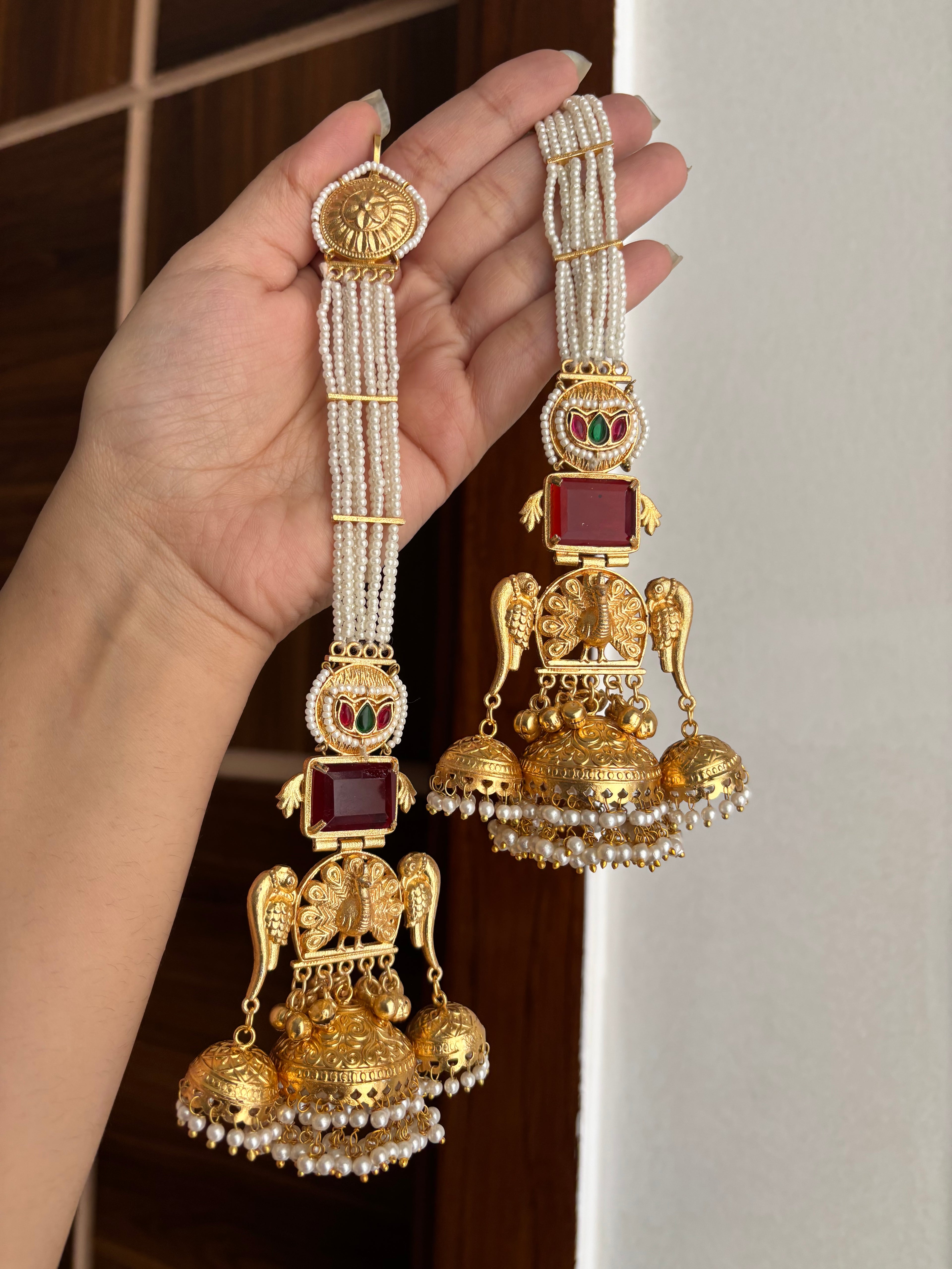 Shazia Premium Kashmiri Earrings With Pearls Touch Sahara (Maroon)