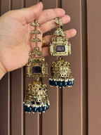 Champa Heavy Look Jhumkas With Sahara (Blue)