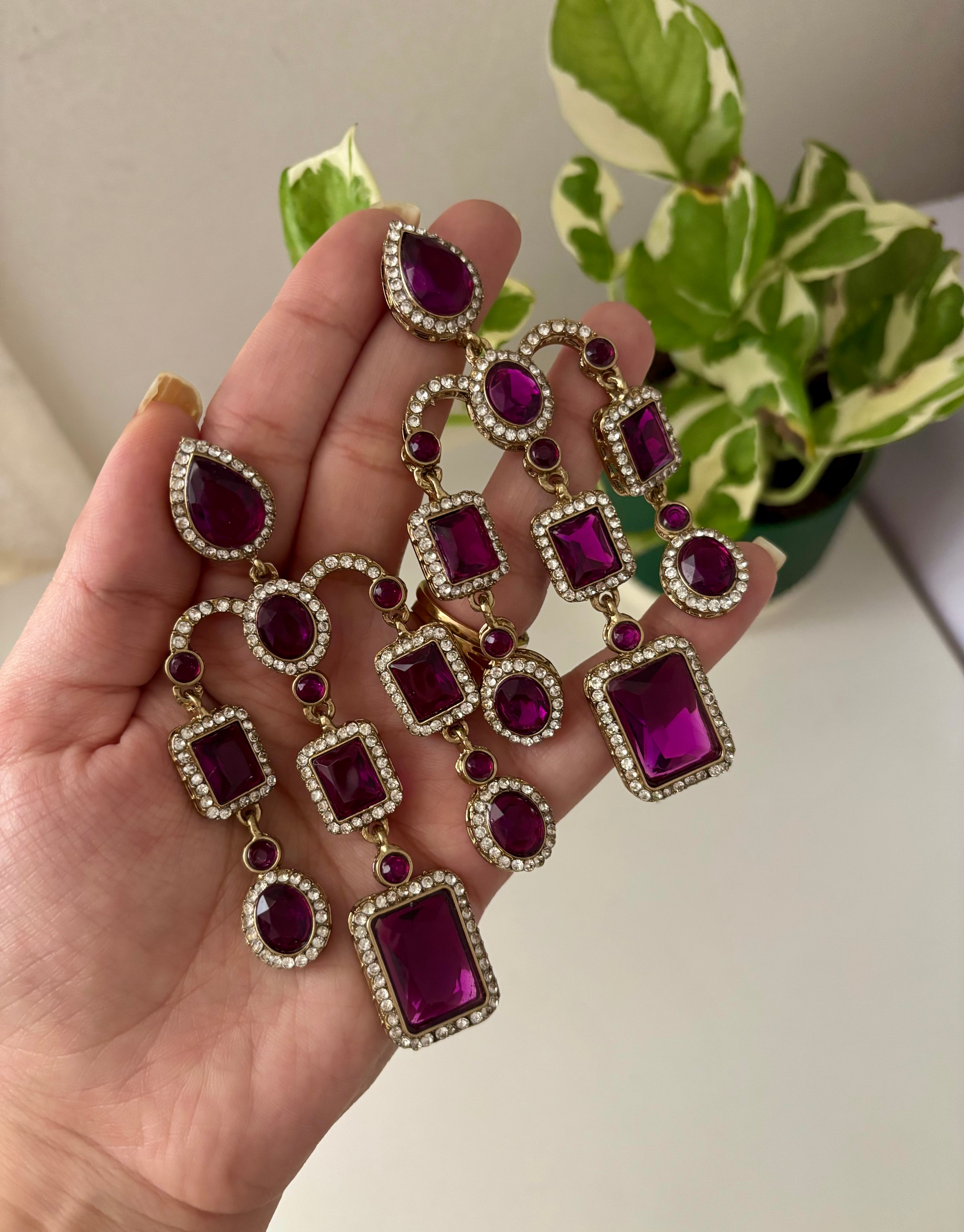 Designer Statement Purple Earrings