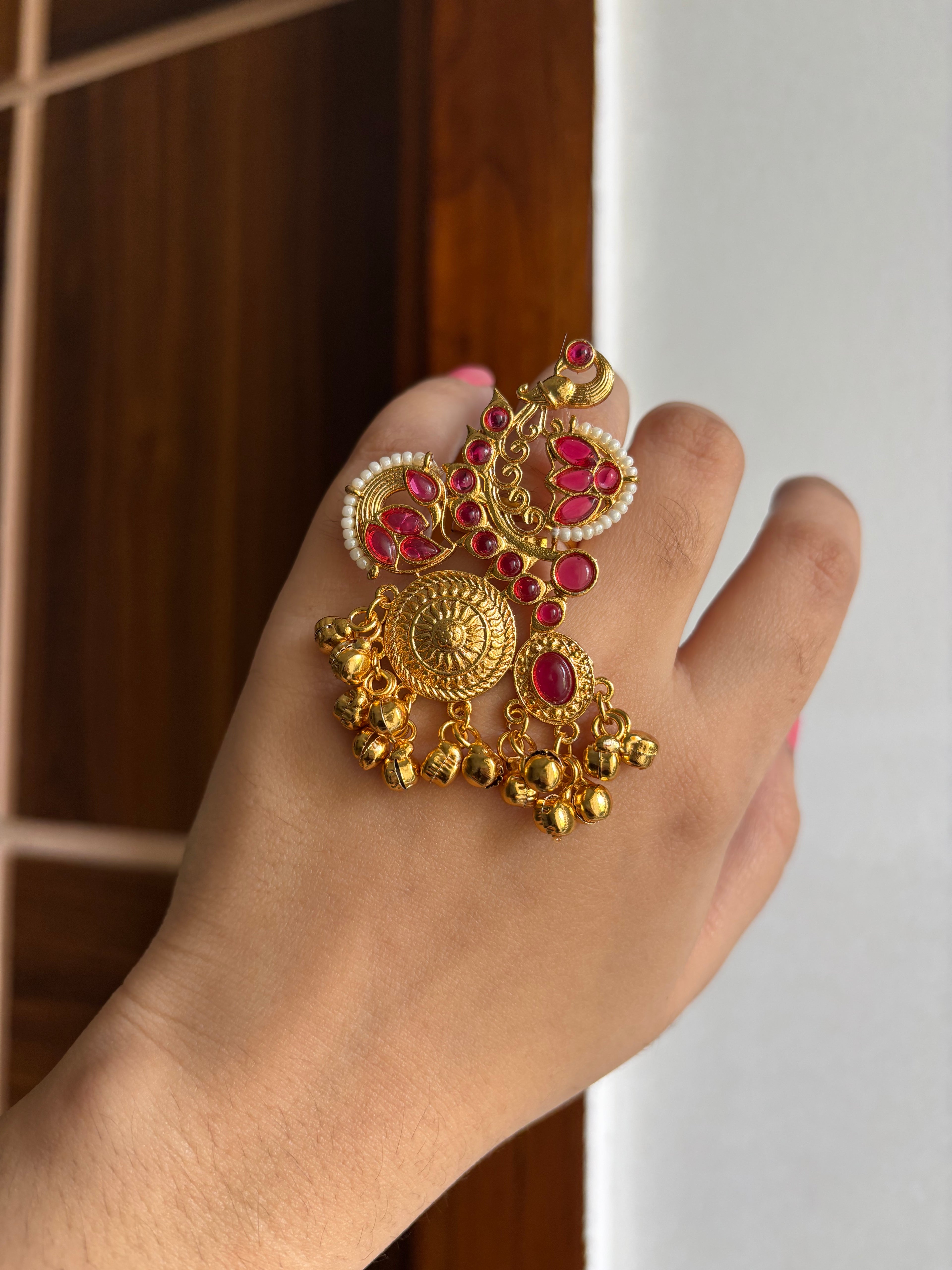 Adjustable Peacock Ring (Ruby)