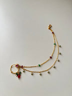 Radha Press On Nose Pin With Side Layer (Maroon/Green)