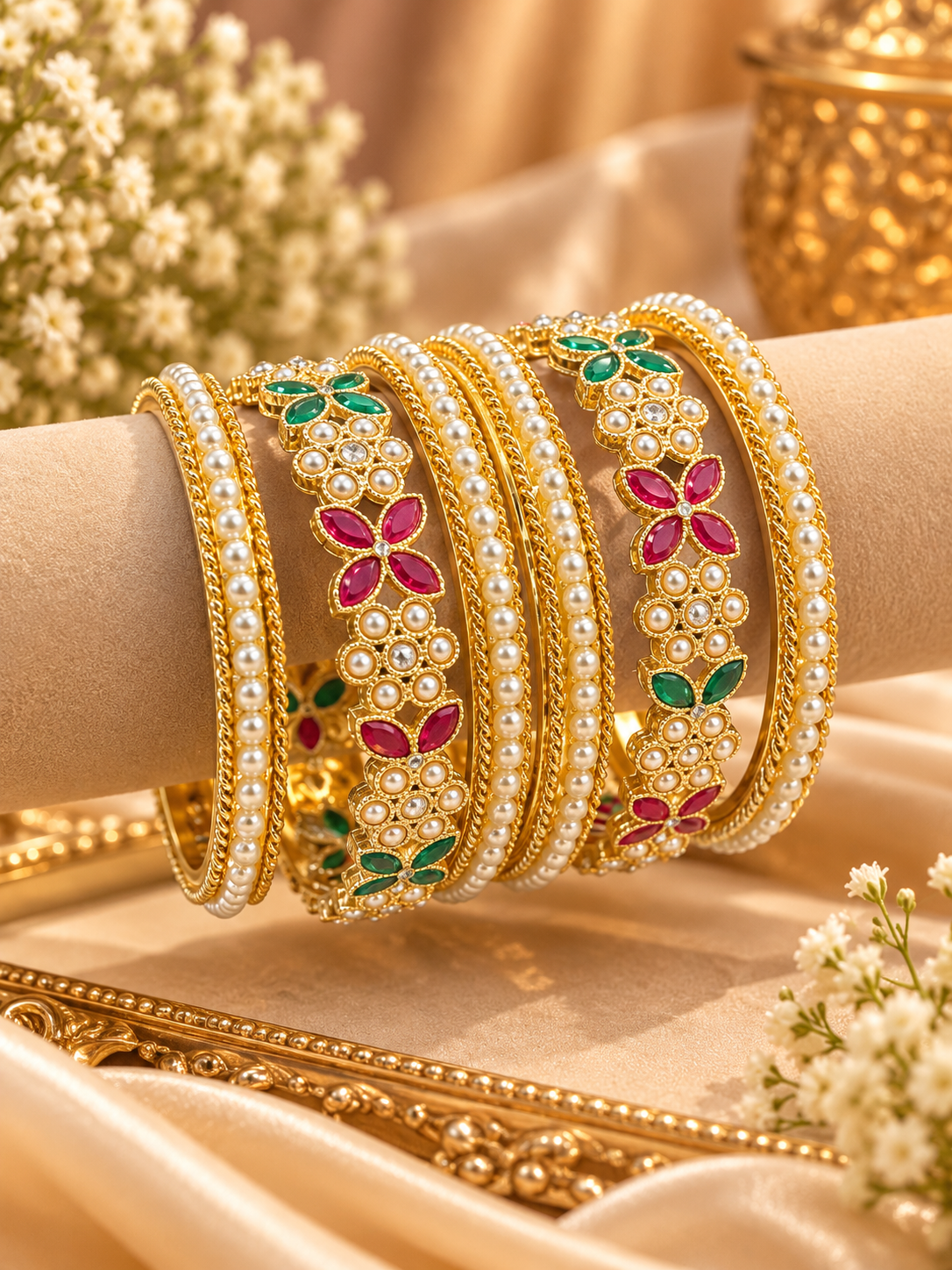 Ruby & Green Mix Bangles Set