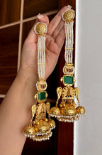 Shazia Premium Kashmiri Earrings With Pearls Touch Sahara (Green)
