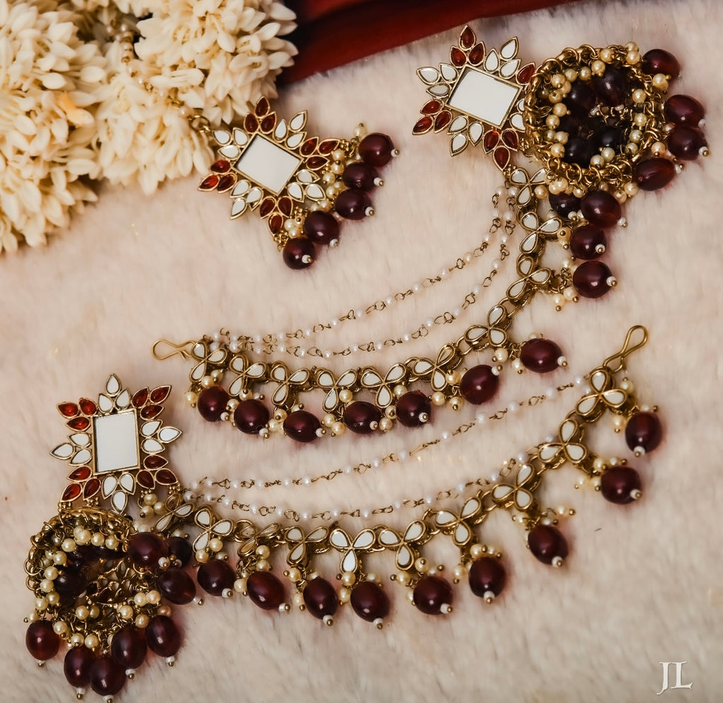 Mirror Touch Mang Tikka With Jhumkas & Side Layers