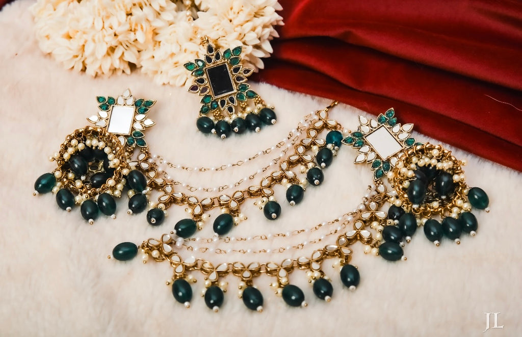 Mirror Touch Mang Tikka With Jhumkas & Side Layers