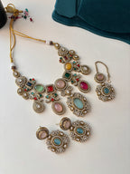 Princess Elsa Sabya Inspired Necklace With Mang Tikka & Earrings (Multi)