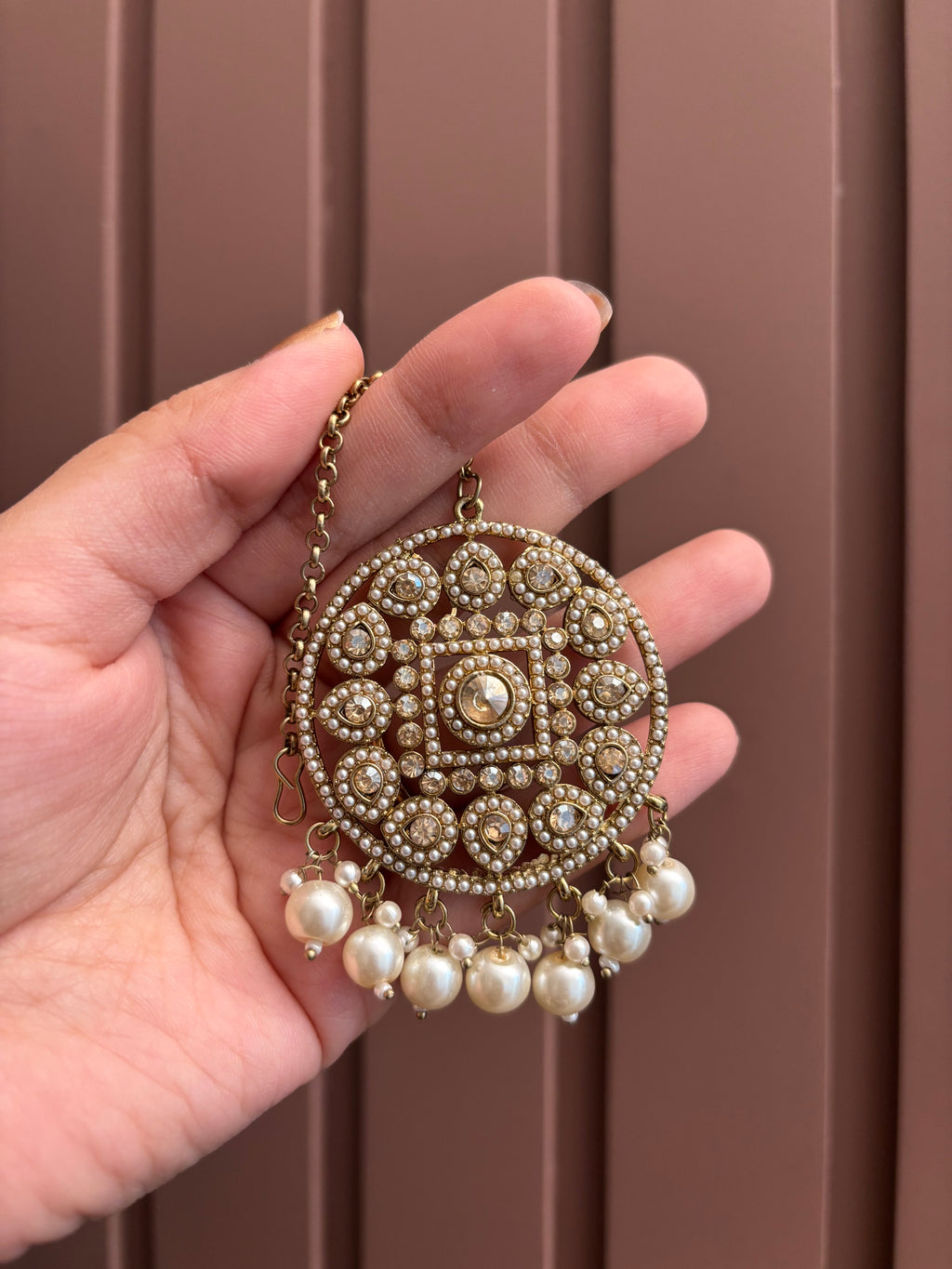 High Quality Designer Jadau Mang Tikka & Jhumkas With Side Layer