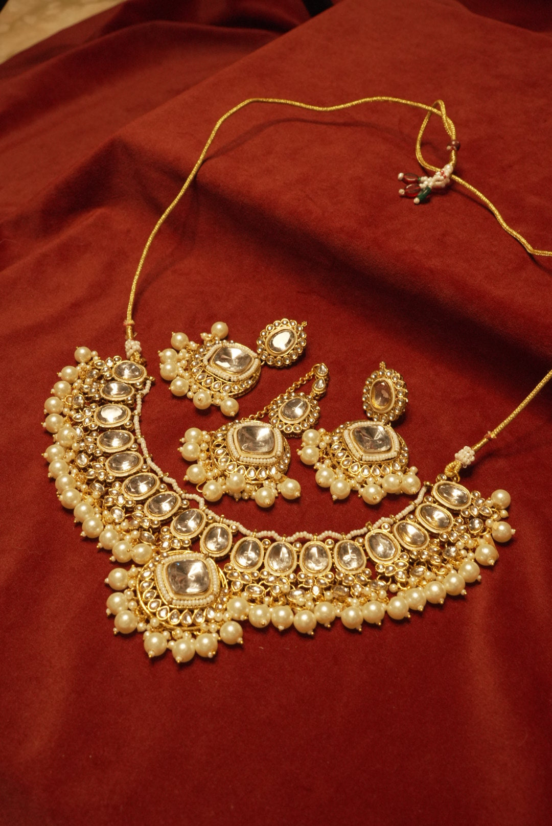 The Ivory Kundan Dupe Necklace With Mang Tikka & Earrings