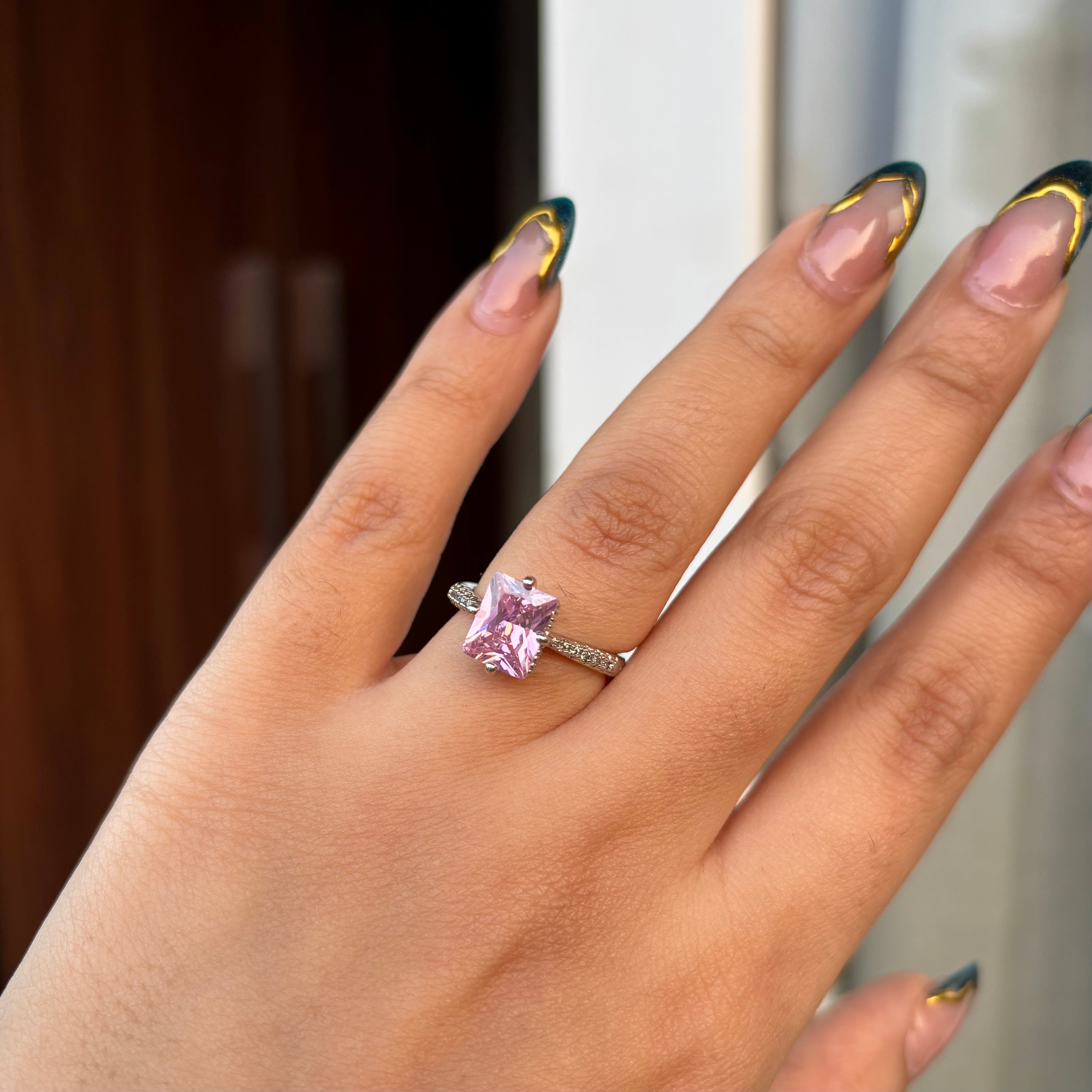 The Square Solitaire Adjustable Ring