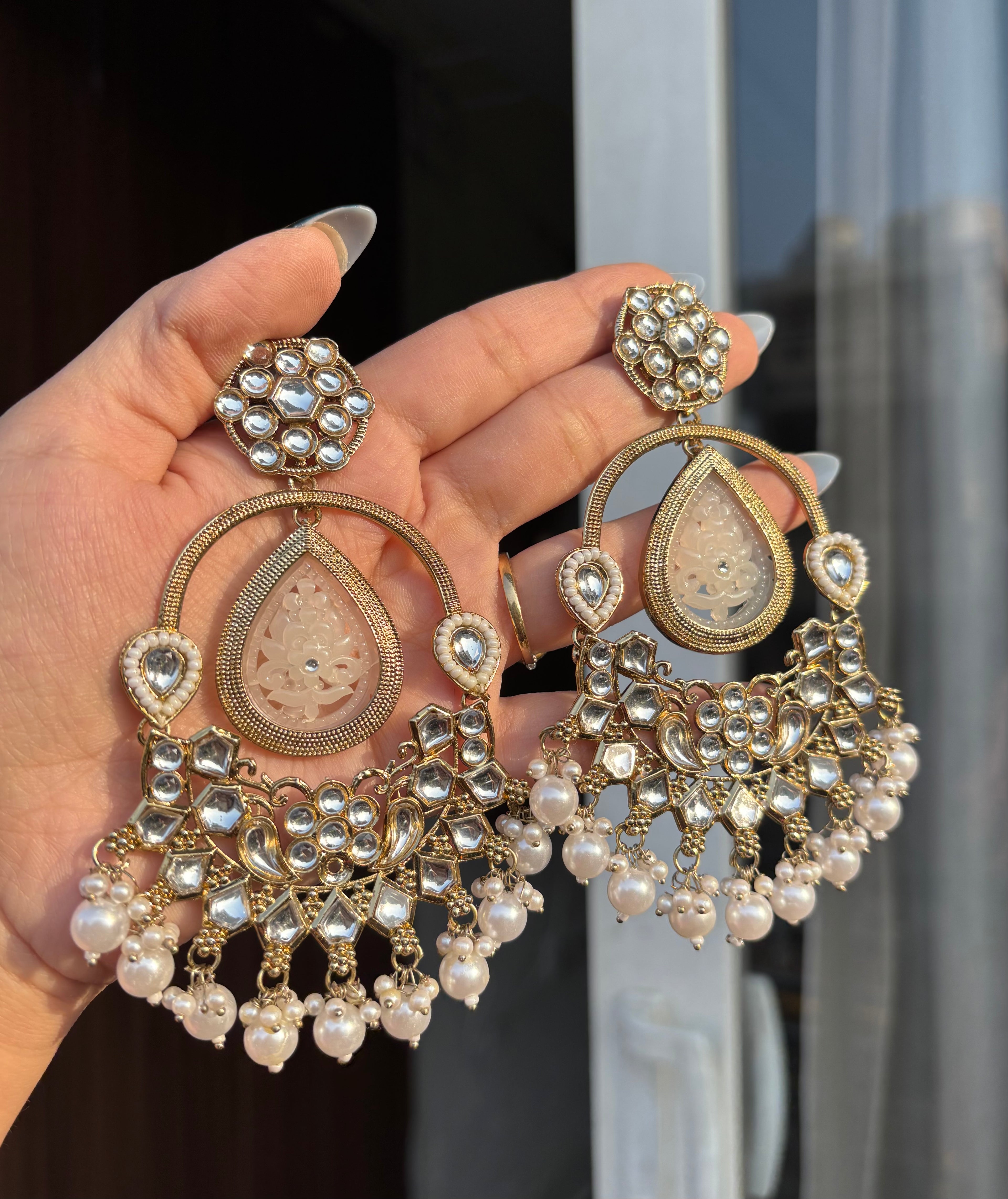Ivory Chandbali Earrings