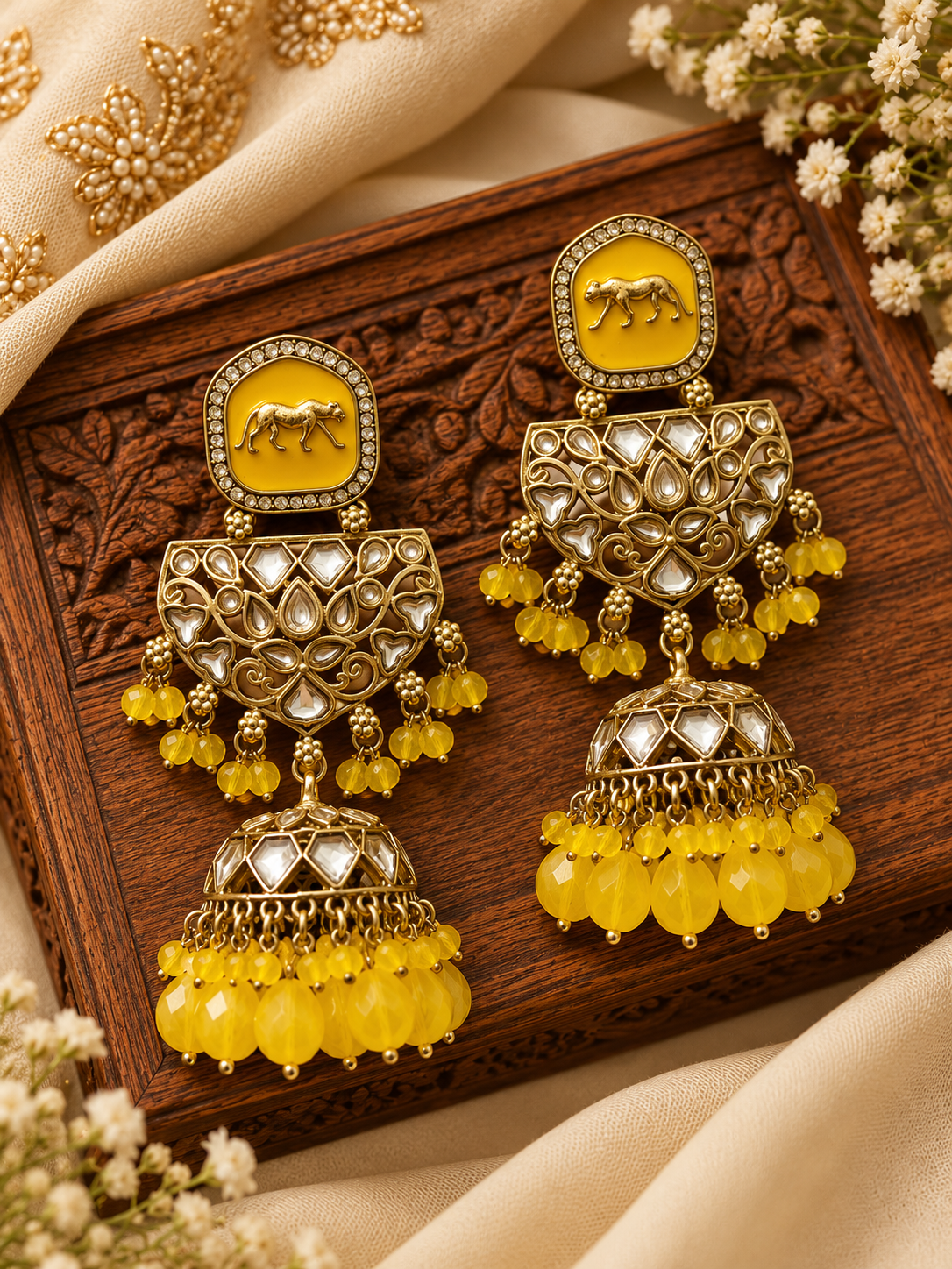 Sabya Designer Jhumkas (Yellow)
