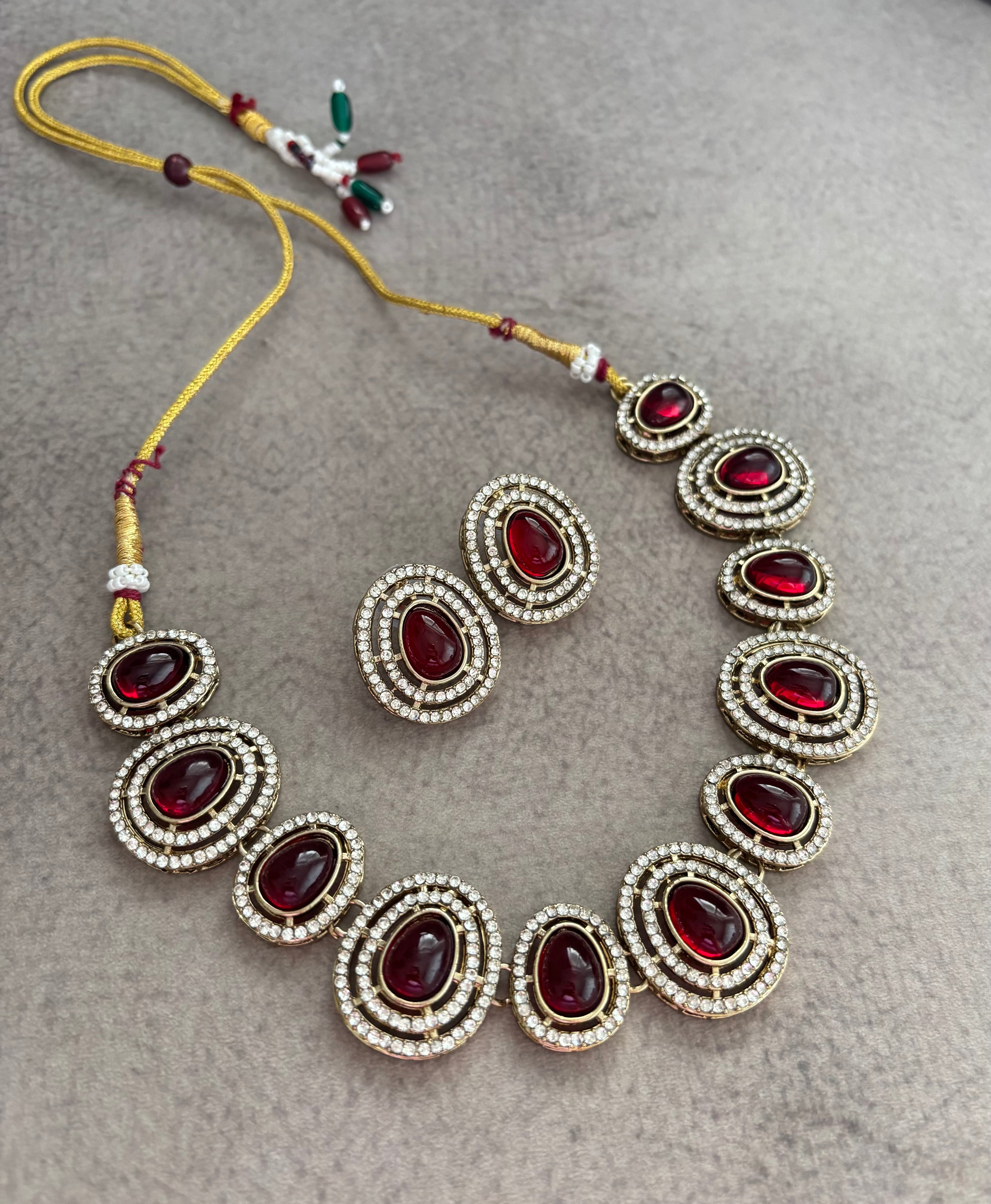 Maroon Necklace with Earrings