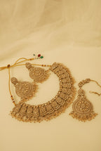 Tamana Classy Necklace With Mang Tikka & Earrings Full In Champagne Color Touch ✨