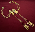 Laxmi Kashmiri Long Layer Earrings With Detachable Side Layer ( Green )