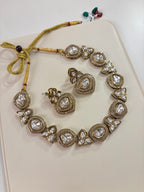 Premium Sleek Moissanite & Doublet Stones Work Necklace With Earrings