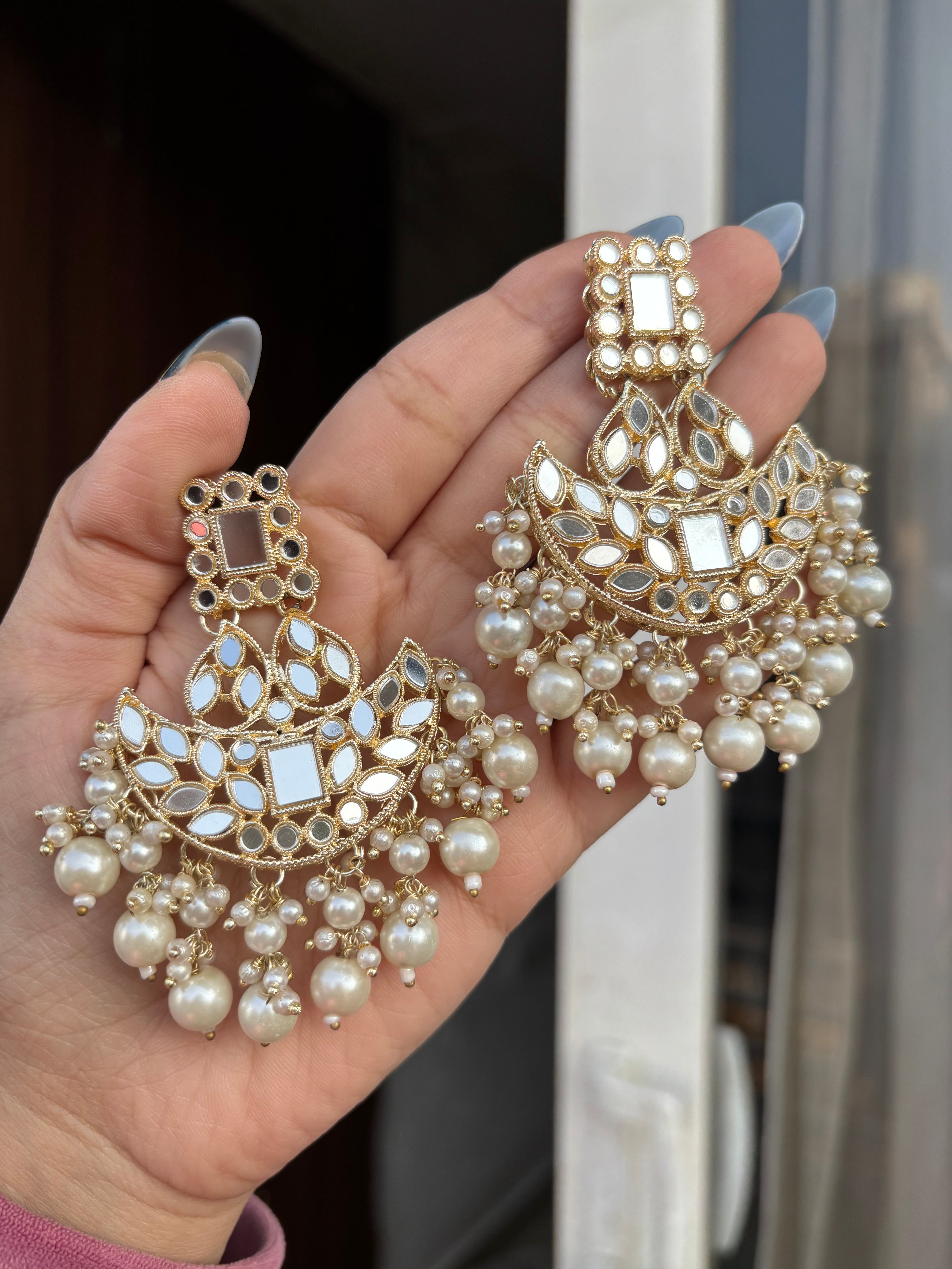 Diya Mirror Touch Earrings
