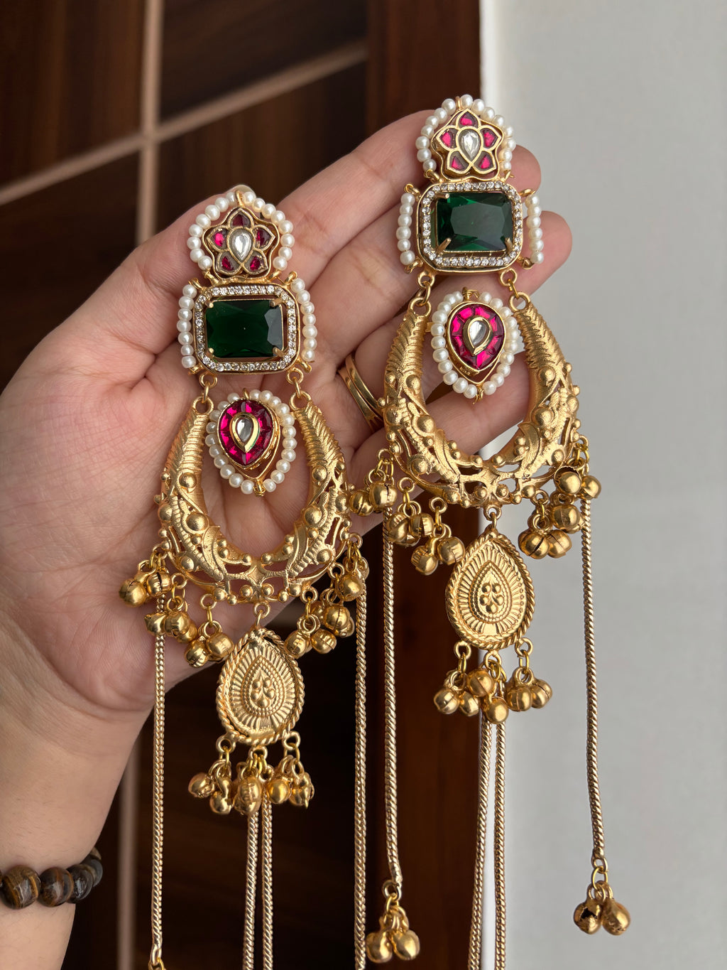 Premium Quality Brass Long Kashmiri Earrings