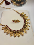 Antique Gold Look Like Ginny Necklace With Earrings (Ruby)