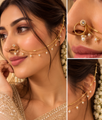 Radha Press On Nose Pin With Side Layer (White)
